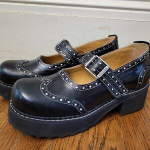 Fluevog Mary Janes women's size 11 black and white platform Goth Industrial